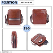 Stylish PU Synthetic Leather Men's Sling Bag Cross Body Travel Office Business messenger