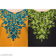 This is a very good and beautiful product. This fabric is also soft. This short kurti is good for summer. It is made of Kashmiri work_ Mustard_Black