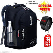 Large Stylish 35L Waterproof Laptop Backpack for Men & Women - Office, School, college, with free LED watch