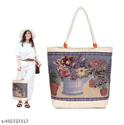 ANOTRO Women Fashion Multipurpose Zip Closure Velvet Tote HandBag | For Shopping Shoulder Tote Bag (Size 13 x 6 x 16 inch) Flower Printed vegetable bag