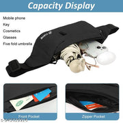 Ultra slim waist bag for men with dual layer zippered lightweight running side crossbody sling phone bag black