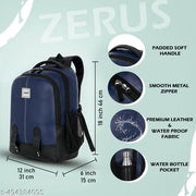Men Women PU Leather Laptop Backpack for Office College Travel Daily Use with Spacious Storage & Bottle Holder