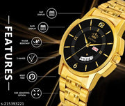LIMESTONE Day & Date Functioning Original Gold Plated Adjustable Bracelet HMTS Quartz Analog Watch - For Men LS3065