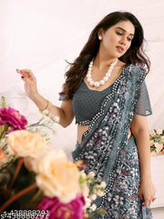 Women's Floral Printed Party Wear Trending Georgette Saree New Collection