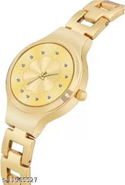 Gorgeous Flower Designer Gold Metal Analog Watches for women