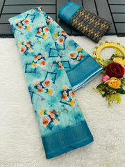 COTTON LILAN DIGITAL RPINT SAREE