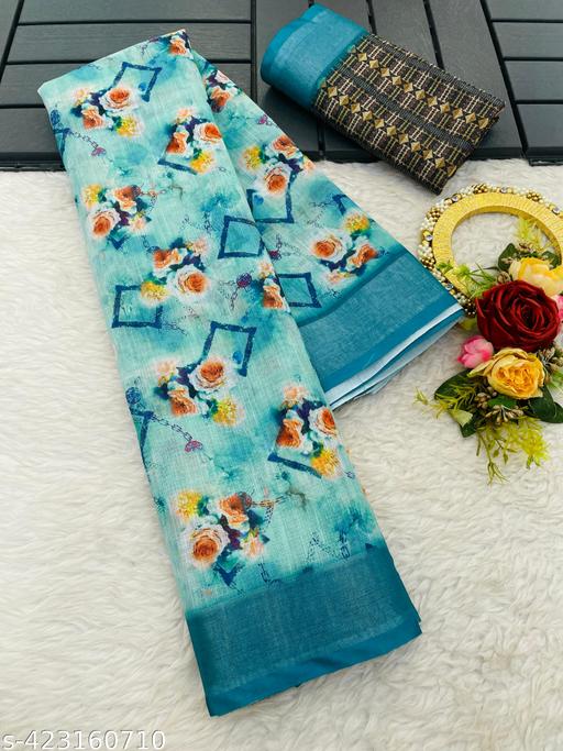 COTTON LILAN DIGITAL RPINT SAREE