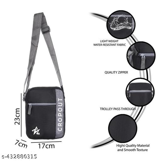 Modern Women Sling Bag Black Urban Style Crossbody Chest Bag with Multiple Pockets