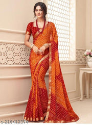 Comfortable Georgette Printed Daily Wear Saree with unstitched Blouse Piece, New Arrival Latest saree, Trending Saree