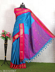 Golden Zari Cotton Silk Paithani Saree Ananda Pink