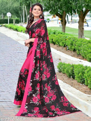 Daily wear Georgette Saree with Running Blouse, Georgette ki Sari, Georgette Ka Kapda