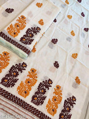 Cotton Silk White Color Mekhala Chador