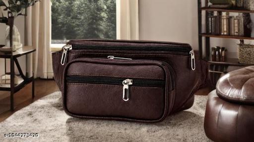 Premium leather-look material for a stylish appearance Multiple zip compartments to keep esseSntials organized Adjustable waist strap for a comfortable fit