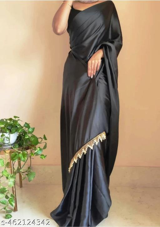 Plain Bollywood Satin, Silk Blend Saree