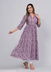 SANGANERI KURTI Ryon Anarkali Kurti For Women on lowest price Latest Anarkali Kurti Chinkenkari Anarkali Jaipuri Anarkali kurti