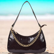 women fashion croco shoulder bags zip pocket canvas handbag bags for women(Black)
