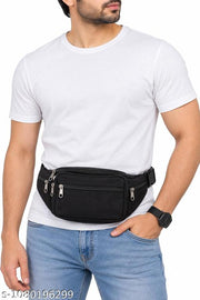 K London Stylish Canvas Woven black colored Ethnic Design Waist Pack Waist Pouch Travel Pouch Passport Holder Waist Bag with Adjustable Strap(2625_black)