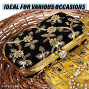 Rajasthani Party Clutch for Women Box Clutch with Golden Chain Sling Embroidery Bag