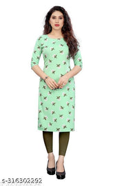 Polyster/Crepe fabric-Women Printed Straight Kurti