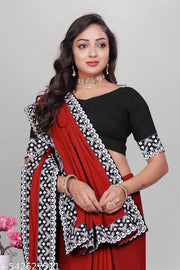 Plain Georgette Saree Enhanced with Designer Lace Border