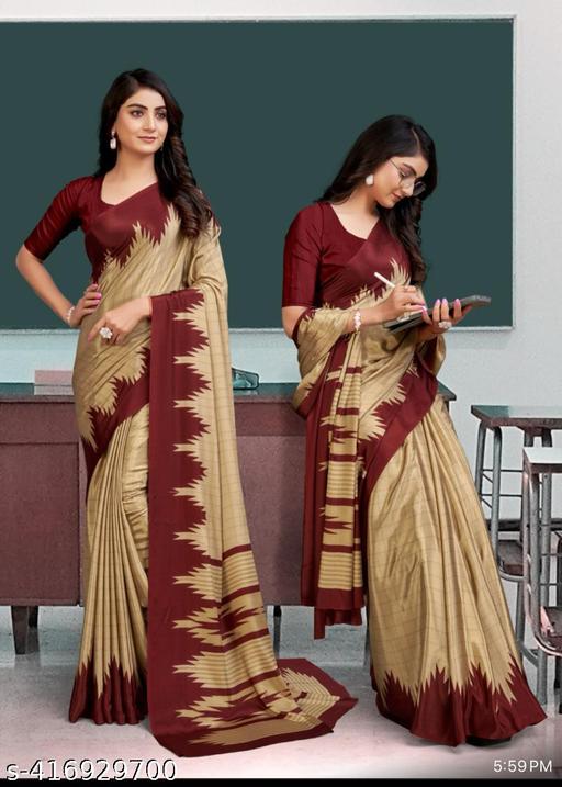 Women's Italian Crepe Silk Uniform sarees of best quality with running blouse