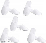 SALE PRICE LIVE ! White Disposable Slippers, Cotton Closed Toe Spa Slippers for Women and Men, Breathable Non-Slip Slippers for Hotel | Pack of 5