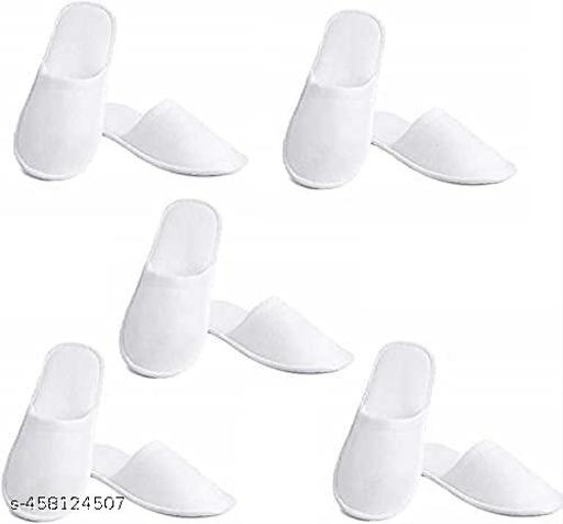 SALE PRICE LIVE ! White Disposable Slippers, Cotton Closed Toe Spa Slippers for Women and Men, Breathable Non-Slip Slippers for Hotel | Pack of 5