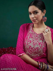 Georgette pink lehriya kurta