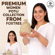 Foxtree Set of 10 Natural Jute Color Potli With Drawstring Gift Bags| Jute Linen Pouches| Burlap Handbags For Festivals, Functions, Baby Showers, Parties & More| Return Gift Bags| 4 x 6-inch