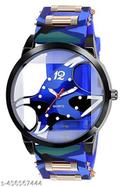 Analog Dial Blue Band Green Watch for Men & Boys – Stylish & Trendy