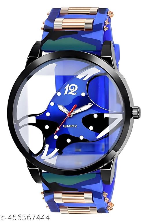 Analog Dial Blue Band Green Watch for Men & Boys – Stylish & Trendy
