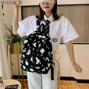 Medium 15 L TUITION BAG AND COLLEGE BAG FOR GIRLS STYLISH AND TRENDY LIGHTWEIGHT BACKPACKS (BLACK  DOT BAGS)