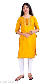 Women’s Mustard Rayon Straight Kurti