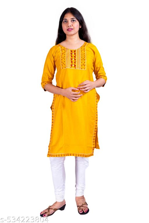 Women’s Mustard Rayon Straight Kurti