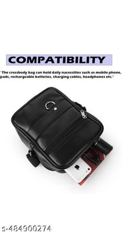 ZOVIRA Faux Leather Unisex Sling Cross Body Travel Office Messenger Bag  Black Pack 1