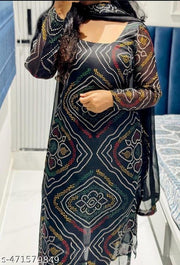 kurti black bandhni1