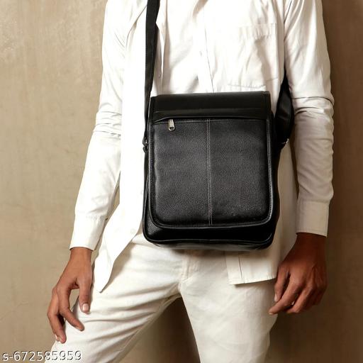 Black Men Sling Bag Men’s Premium PU Leather Sling Bag – Compact Crossbody Side Bag