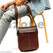 Faux Leather Small Sling Bag (Brown)