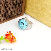 AJS Ring Watch for Women and Men Analog Quartz Watch Arabic Numerals Dial Elastic Band Creative Finger Watch