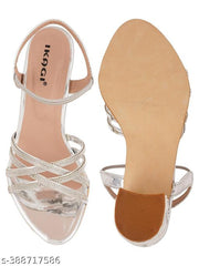 IKAGI Women's Fashion Sandals | Faux Leather Comfortable and Stylish Heel | For Wedding Occasion| For Women & Girls