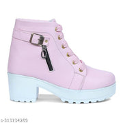 EVOLTAR women buckle design zipper synthetic heel boot | Trendy Below-the-Knee Boots for Women | Elegant & Comfortable Synthetic Leather Design | Best for Casual, Party & Holiday Outings | Stylish Footwear for Ladies & Girls