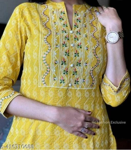 WOMEN KURTA|| WOMEN DRESS || EMBROIDERY KURTA || YELLOW EMBROIDERY KURTA ONLY