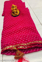 Bandhani saree, Bandhej saree, Lehariya saree, Bandhni saree, pure georgette saree,soft georgette saree, new trending saree, green saree , gotapatti sarees, party wear saree, designer saree, banarsi saree, bollywood saree, celebrity saree, festive saree