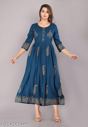 Elevate your ethnic wardrobe /women rayon Anarkali printed Kurti