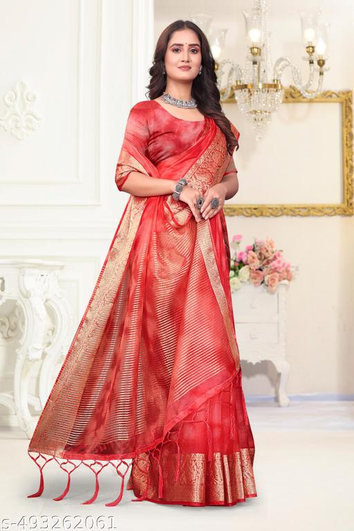 NEW FANCY ORGANZA SAREE  MULTY COLOUR SAREE