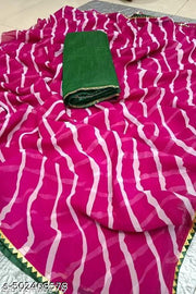 QYRA Trendy attractive beautiful  Laheriya saree