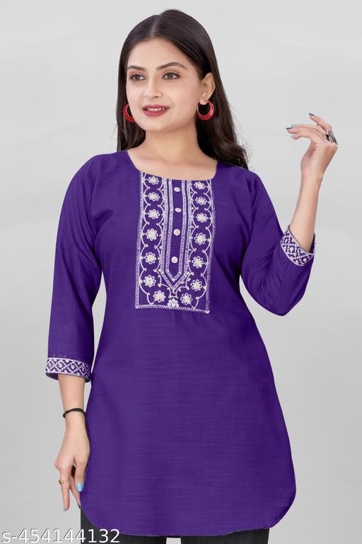 stylelist short kurti with embroidered work
