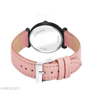 Talgo Analog Round Black Dial ALPHABET A Design Stylish Peach Leather Strap Classic Design Fancy Wrist Watch for Women and Girls, Pack of 1 - ALP-A-GEN-BK-PCH-L