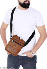 Casual Crossbody Synthetic Leather Sling Bag/Shoulder Bag for Men & Women/Travel Bag/Cross Body Bag/Office Business Bag/Messenger Bag/Stylish Sling Bag
