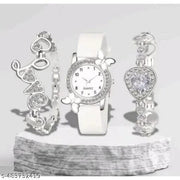 NEW ATTRACTIVE MULTICOLOR BF DESIGN WATCH & 2 BRACELET COMBO FOR GIRLS & WOMEN